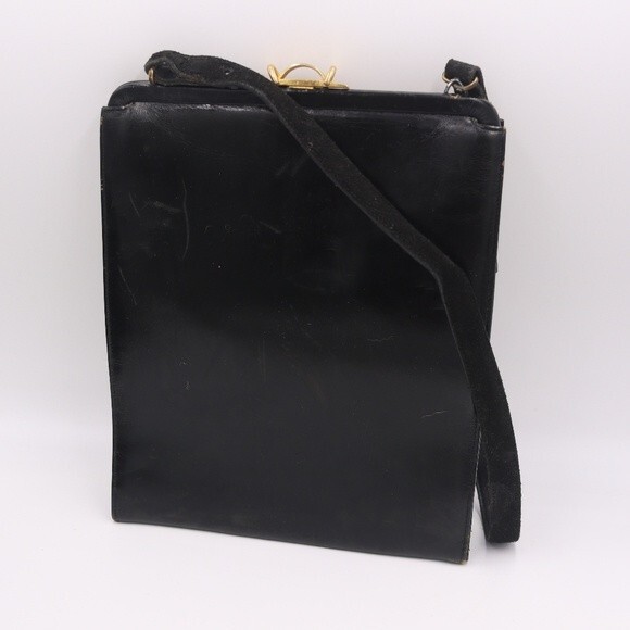 North Judd O’Connor Goldberg Vintage Leopard Print Black Leather Handbag Chic - Picture 13 of 16